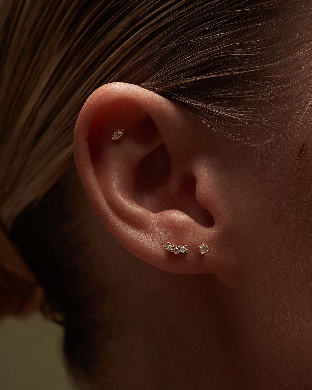 CONTOUR TOPAZ STUDS (GOLD) - IMAGE 6