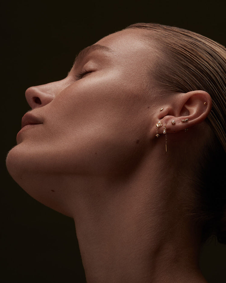 SLICE CLUSTER CHAIN STUDS (18K GOLD PLATED) - IMAGE 2