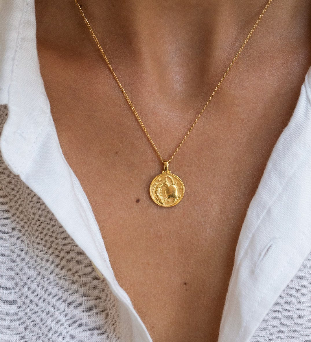 AQUARIUS ZODIAC NECKLACE (18K GOLD VERMEIL) - IMAGE 2