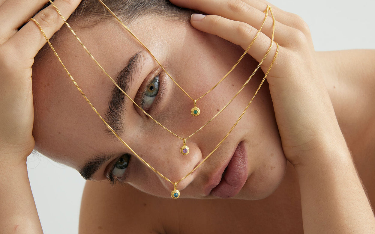 BIRTHSTONE NECKLACE (18K GOLD VERMEIL)