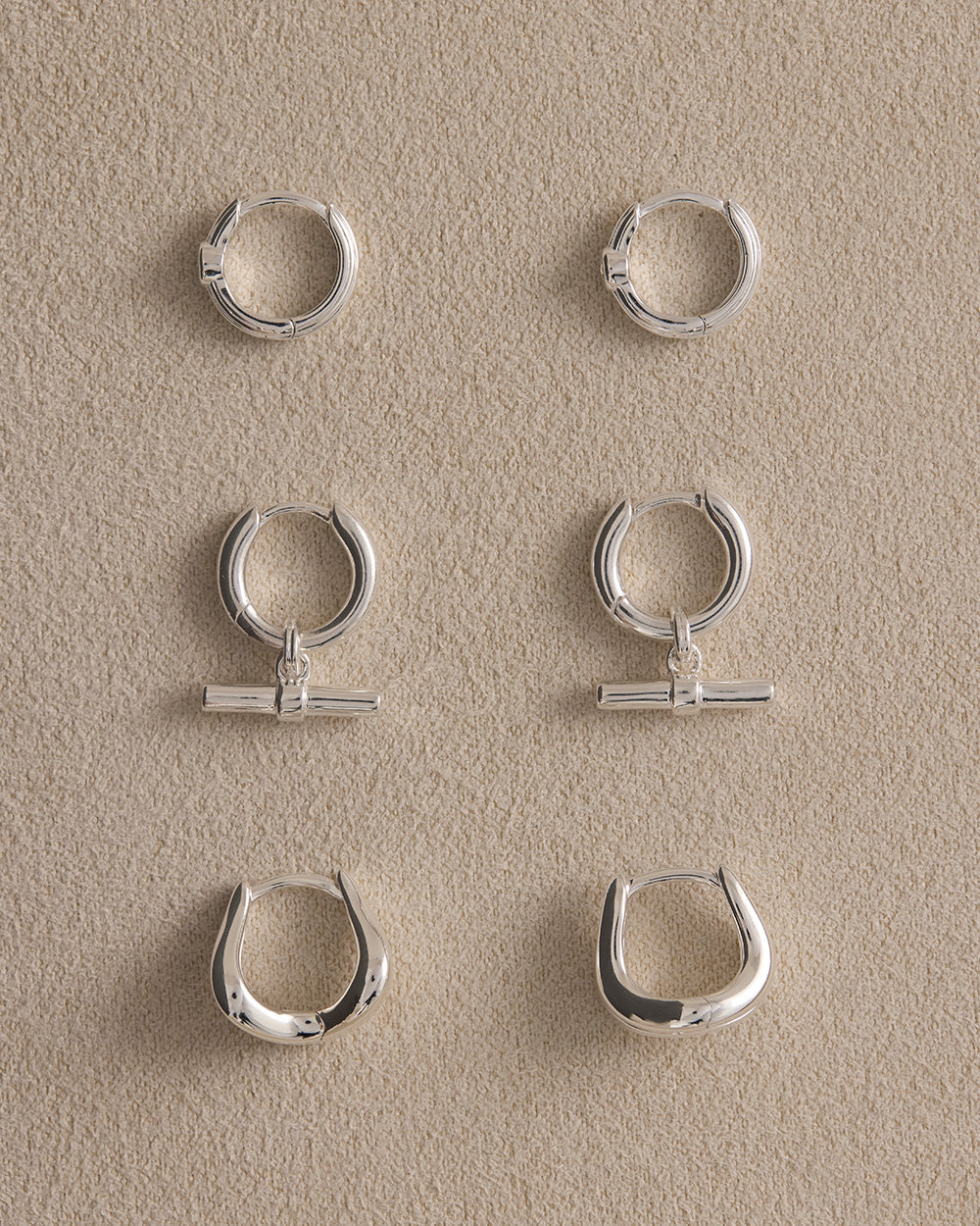RHYTHM T-BAR HOOPS (STERLING SILVER)