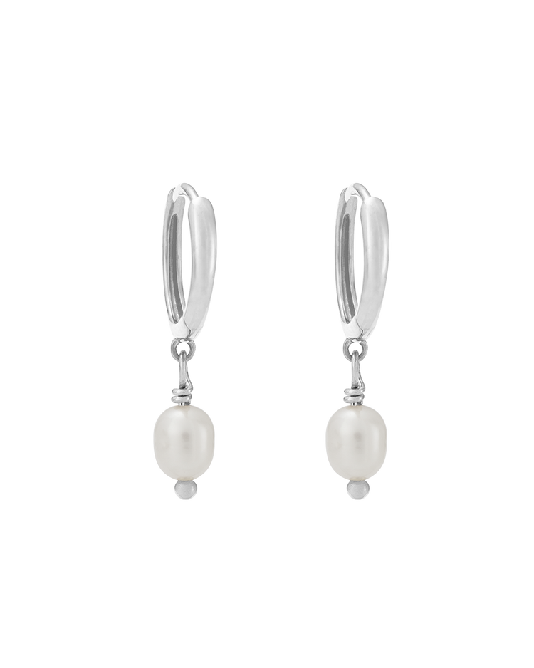 CLASSIC PEARL HOOPS (STERLING SILVER)