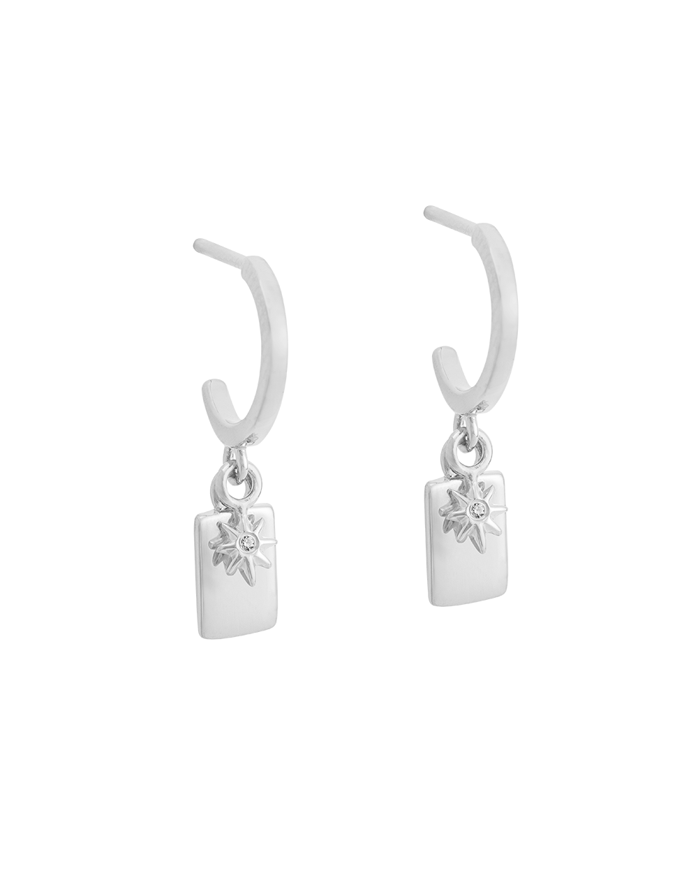 GUIDING STAR HOOPS (STERLING SILVER)