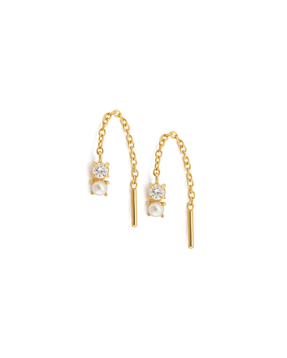 PEARL TOPAZ THREADER (18K GOLD PLATED) - IMAGE 1