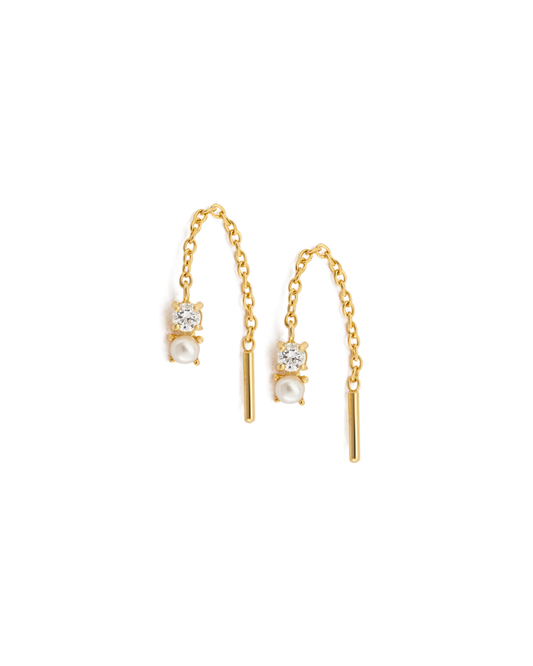PEARL TOPAZ THREADER (18K GOLD PLATED) - IMAGE 1