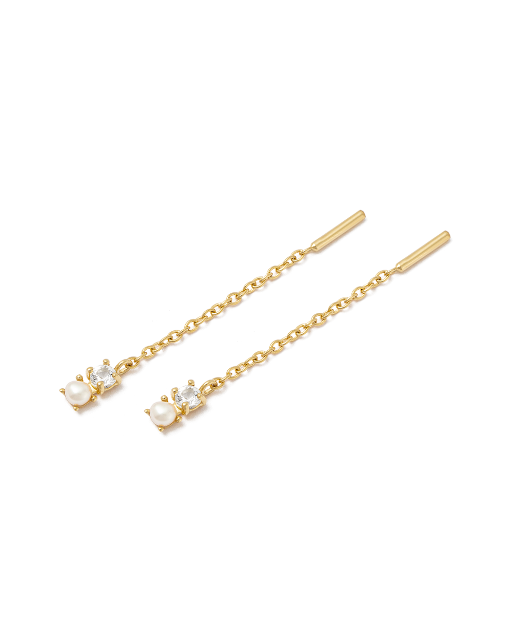 PEARL TOPAZ THREADER (18K GOLD PLATED) - IMAGE 4