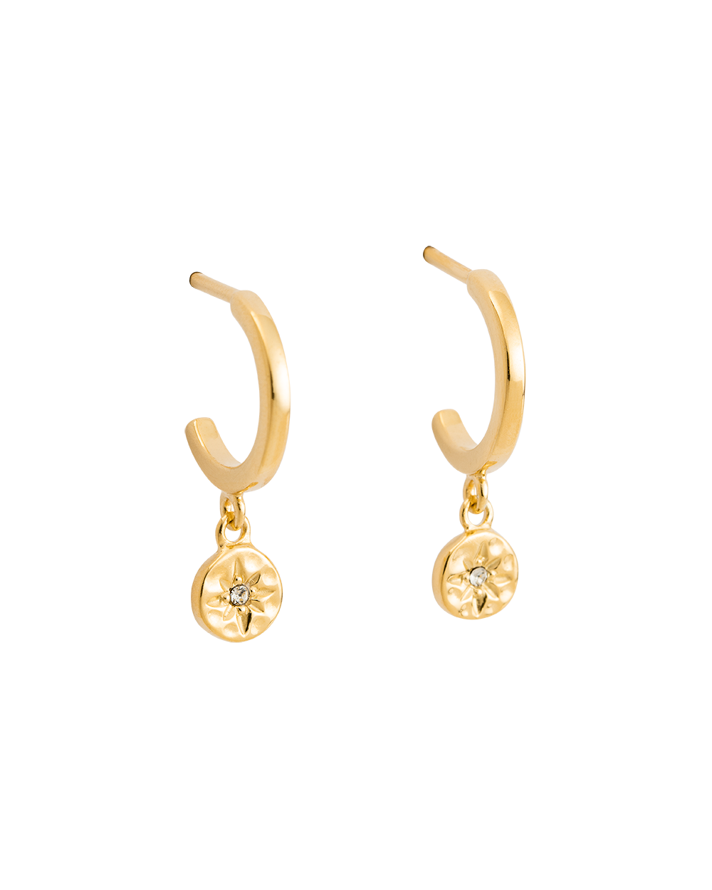 STAR COIN HOOPS (18K GOLD PLATED) - IMAGE 1