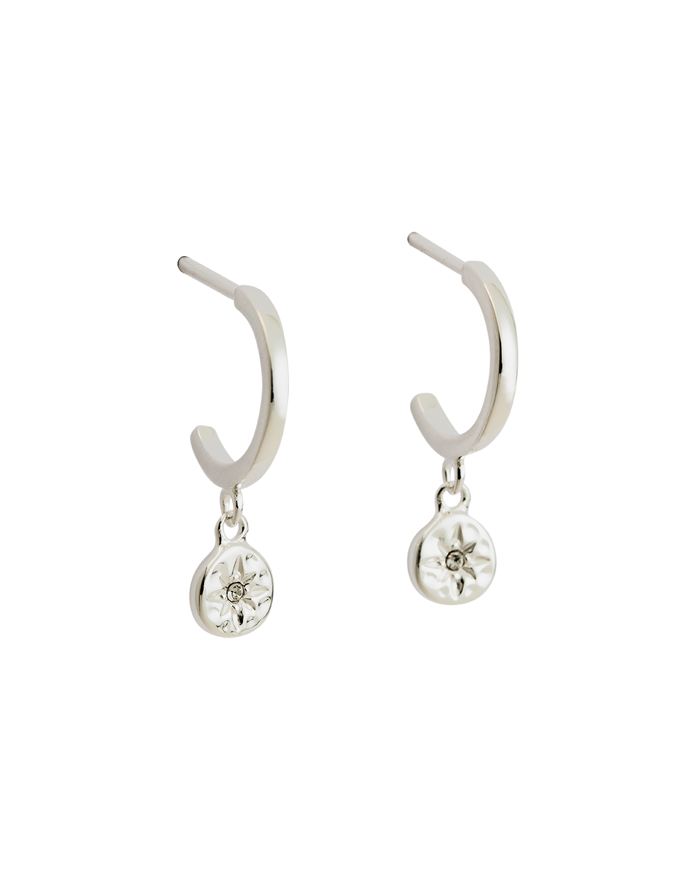 STAR COIN HOOPS (STERLING SILVER) - IMAGE 1