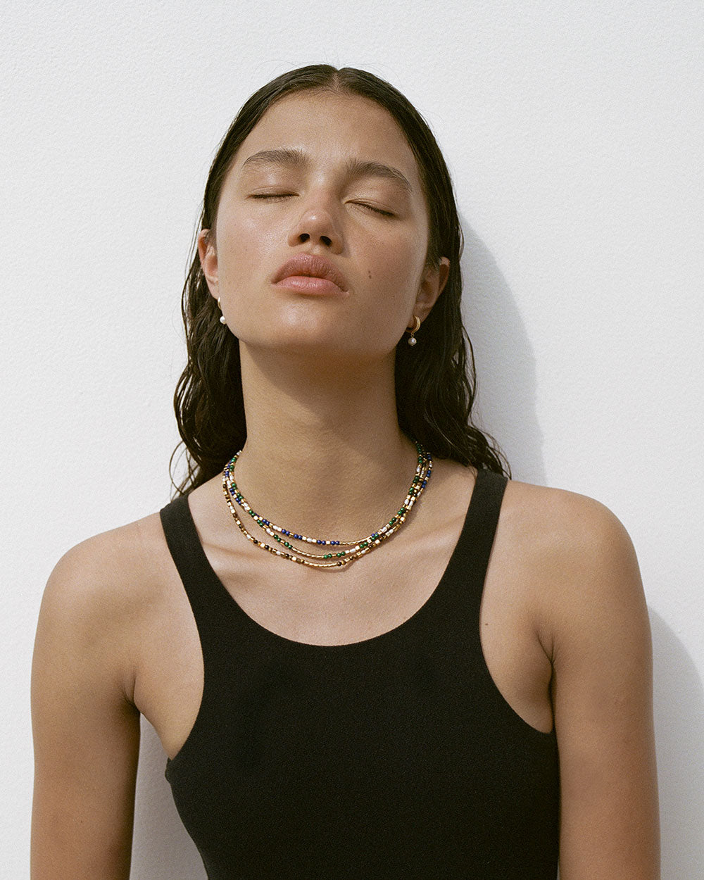 LAPIS BEADED NECKLACE (STERLING SILVER) IMAGE 3