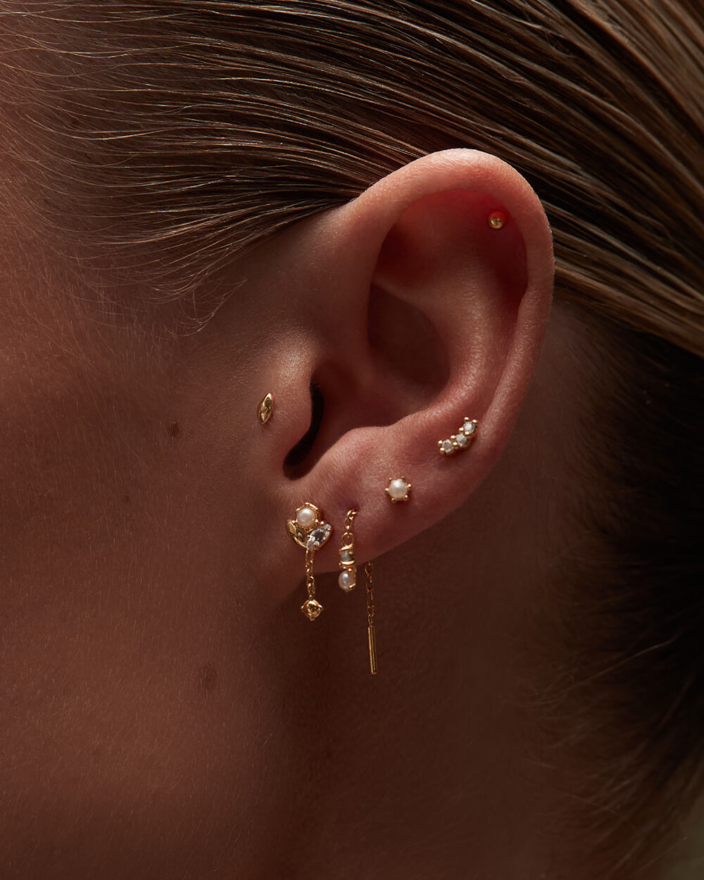 SLICE CLUSTER CHAIN STUDS (18K GOLD PLATED) IMAGE 3