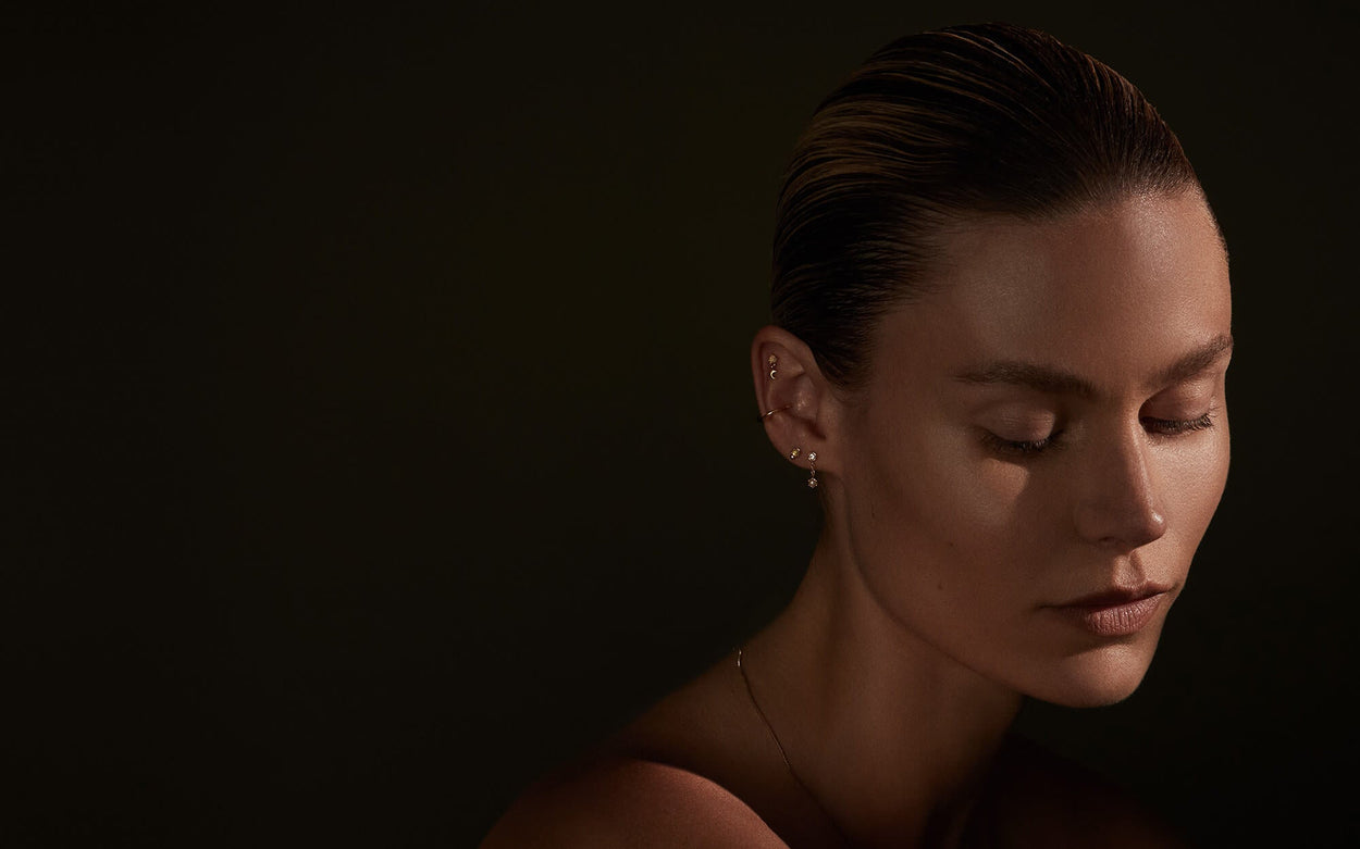 PEARL TOPAZ DOUBLE EARRINGS (18K GOLD PLATED) IMAGE 5