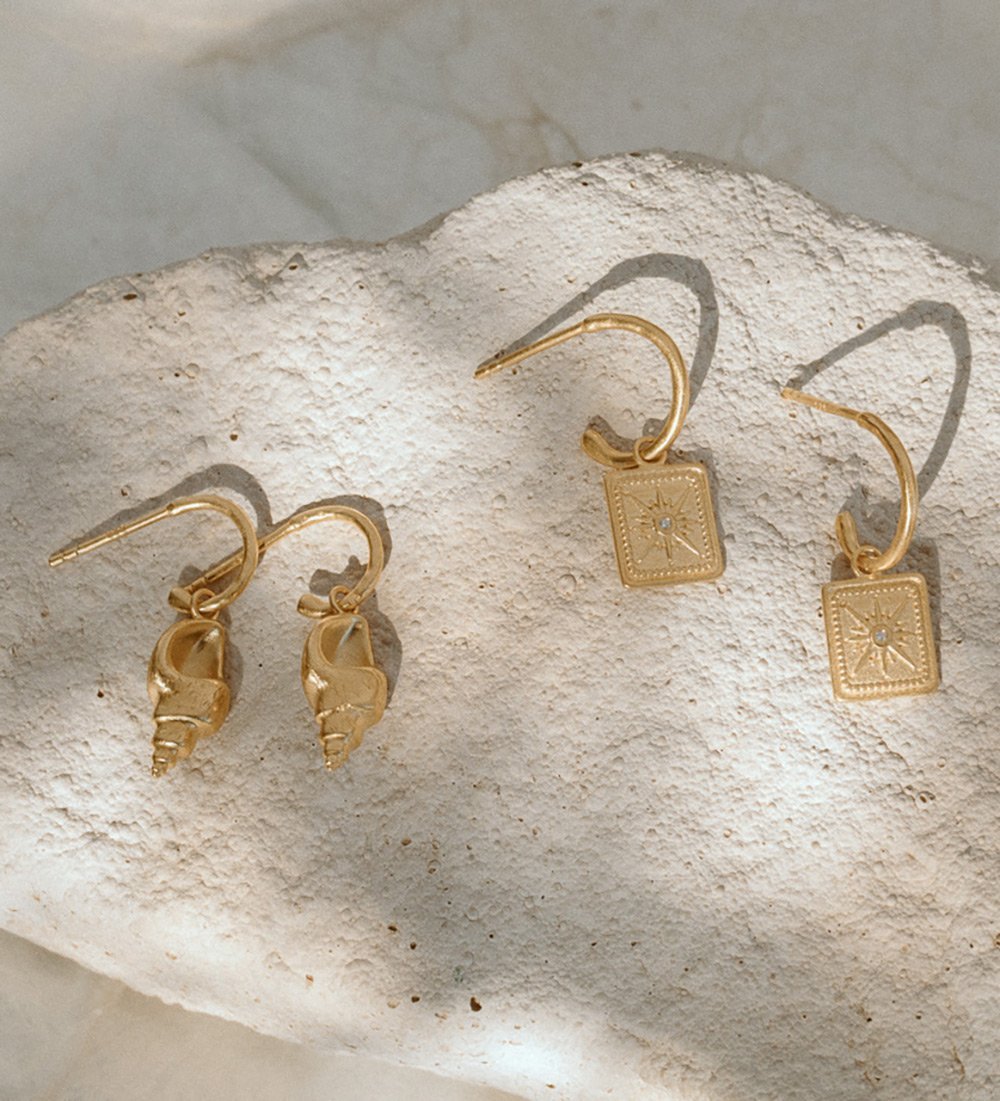 TRUE NORTH HOOPS (18K GOLD PLATED) IMAGE 3