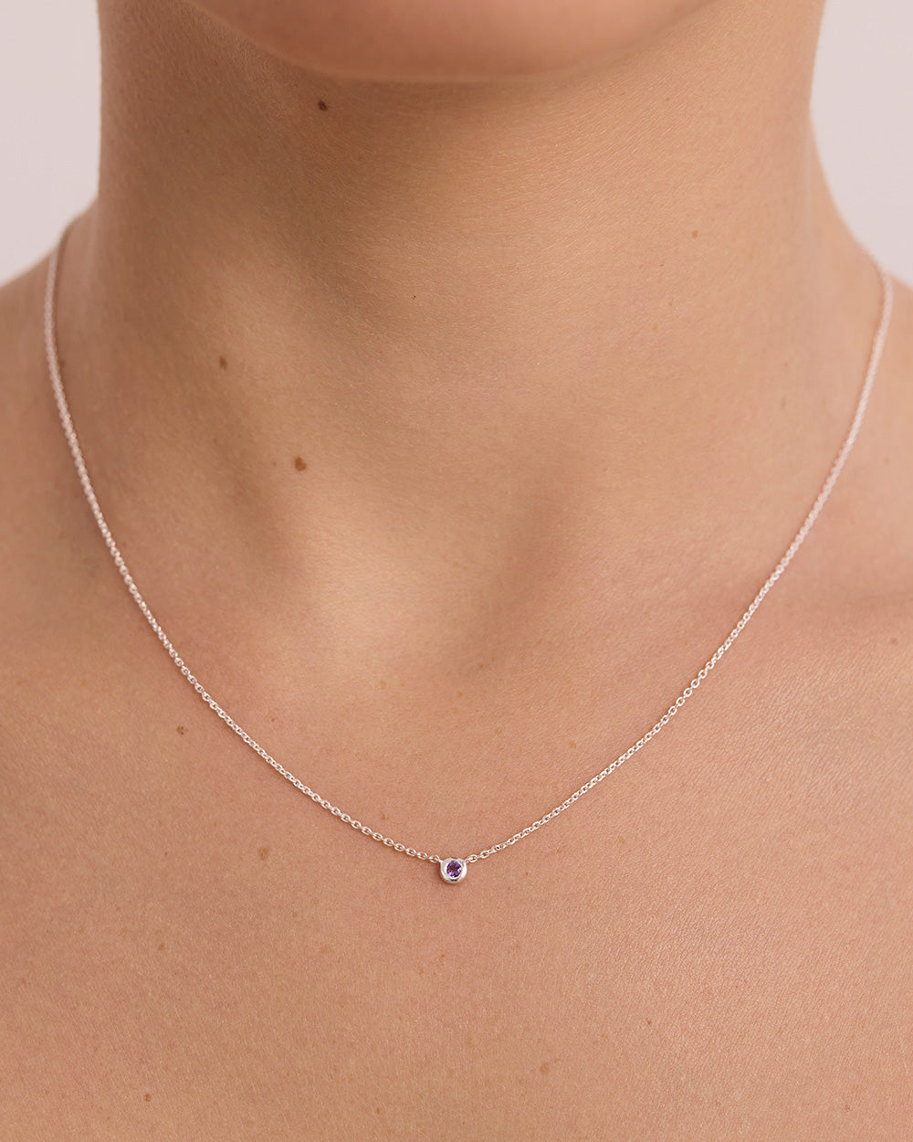 PETITE BIRTHSTONE NECKLACE (STERLING SILVER) IMAGE 5