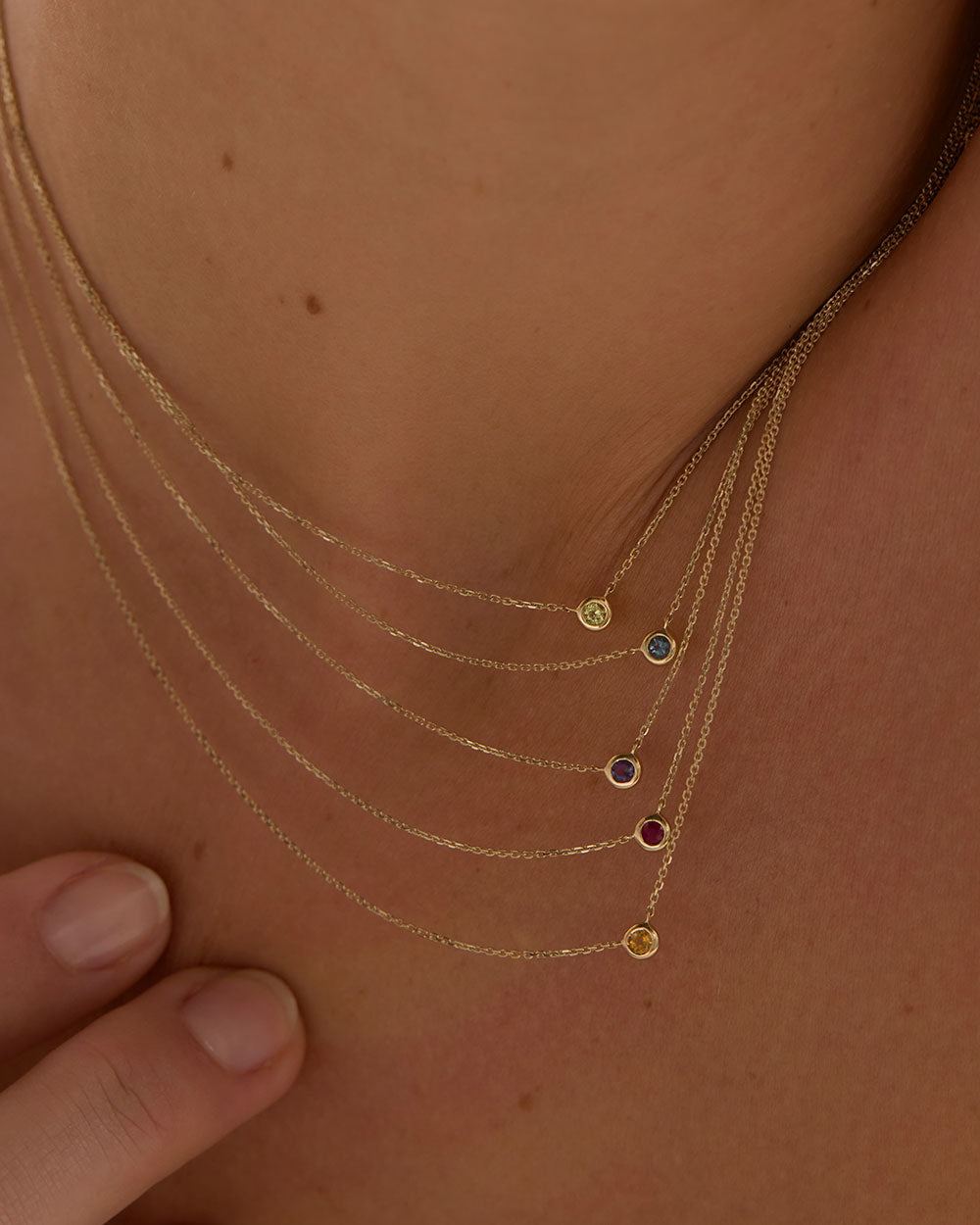 PETITE BIRTHSTONE NECKLACE (9K GOLD) IMAGE 2