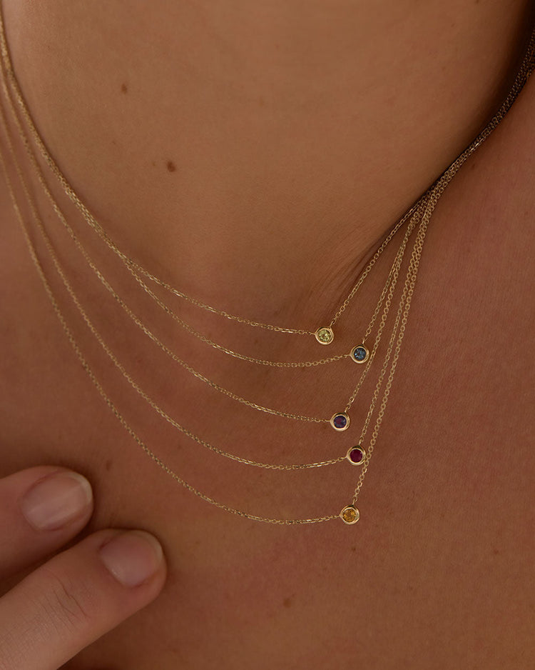 PETITE BIRTHSTONE NECKLACE (9K GOLD) IMAGE 2