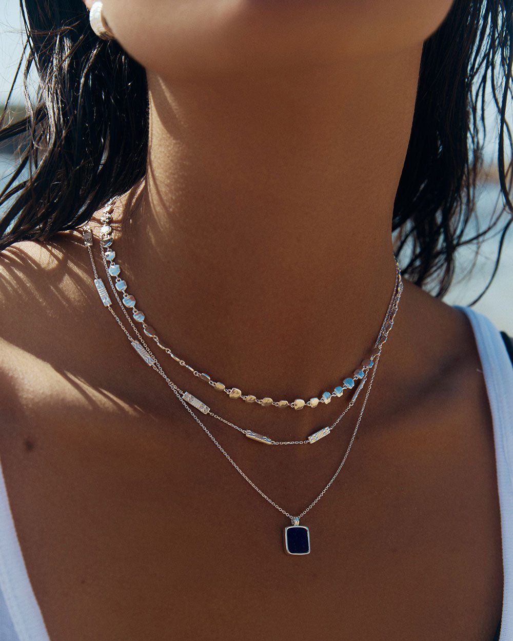 LAPIS PENDANT NECKLACE (STERLING SILVER) IMAGE 2