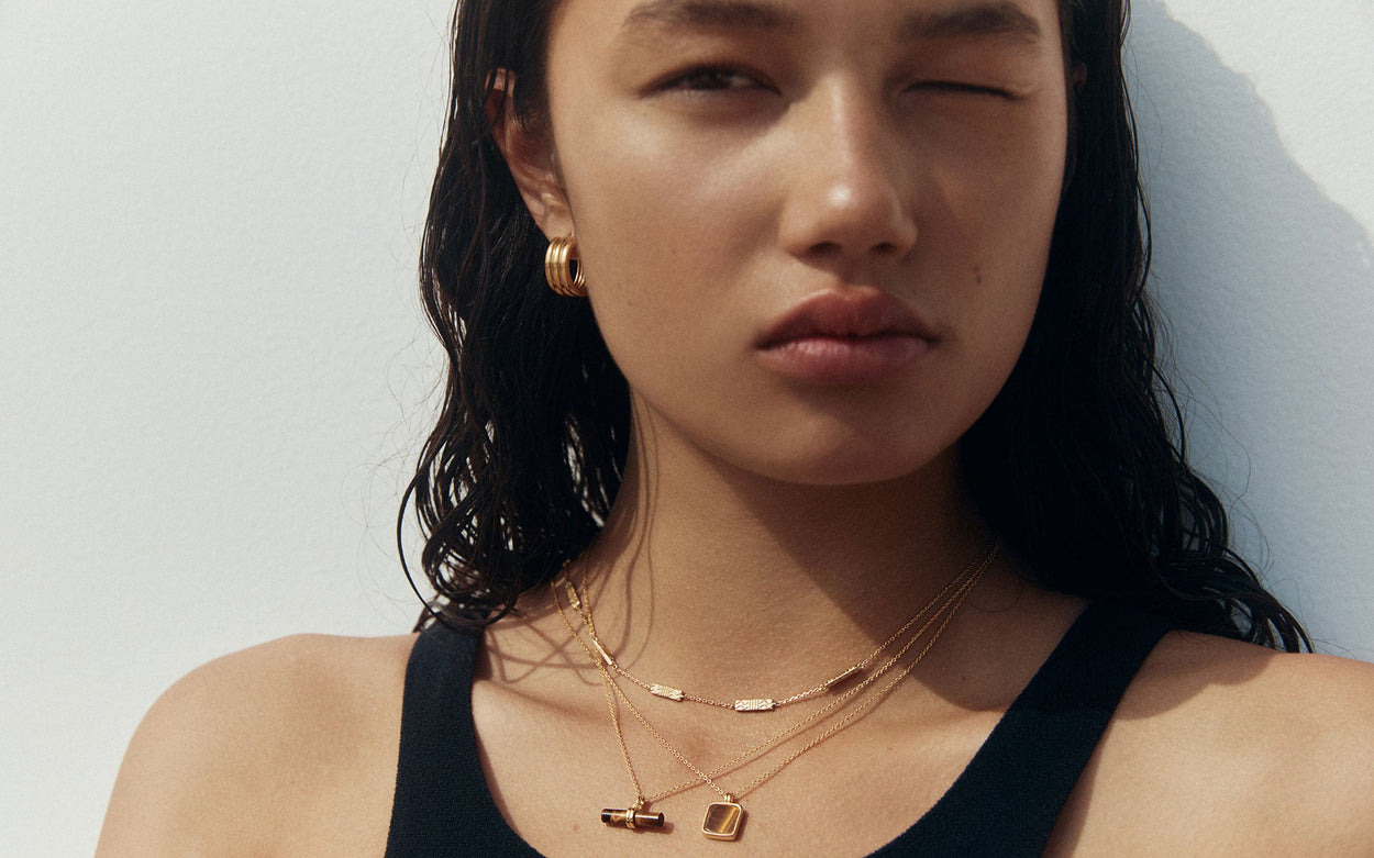 TIGERS EYE PENDANT NECKLACE (18K GOLD VERMEIL) IMAGE 5
