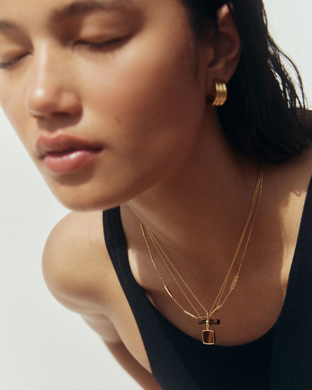 TIGERS EYE T-BAR NECKLACE (18K GOLD VERMEIL) IMAGE 6