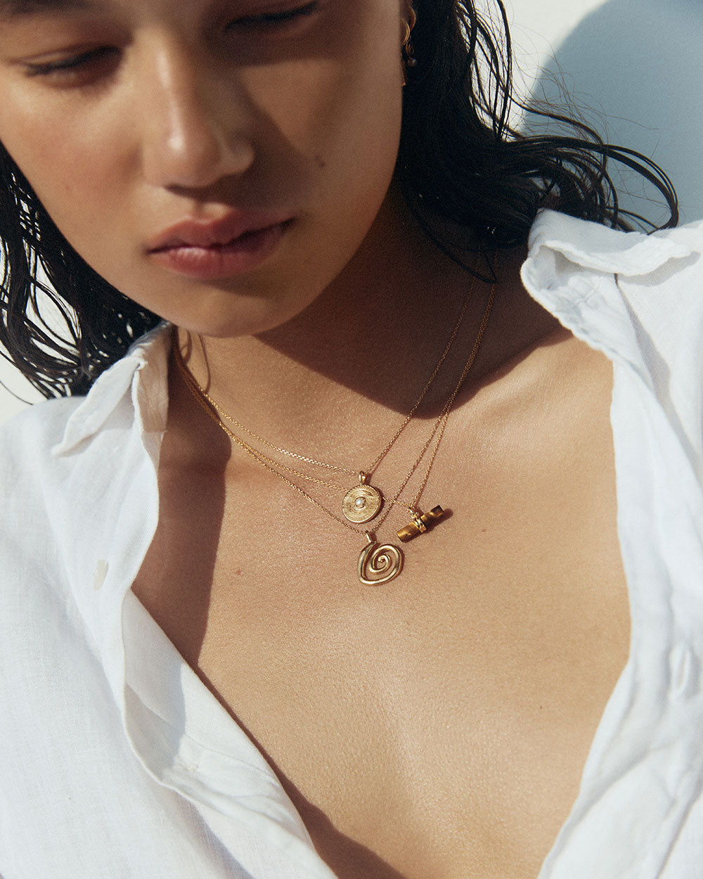 TIGERS EYE T-BAR NECKLACE (18K GOLD VERMEIL) IMAGE 2