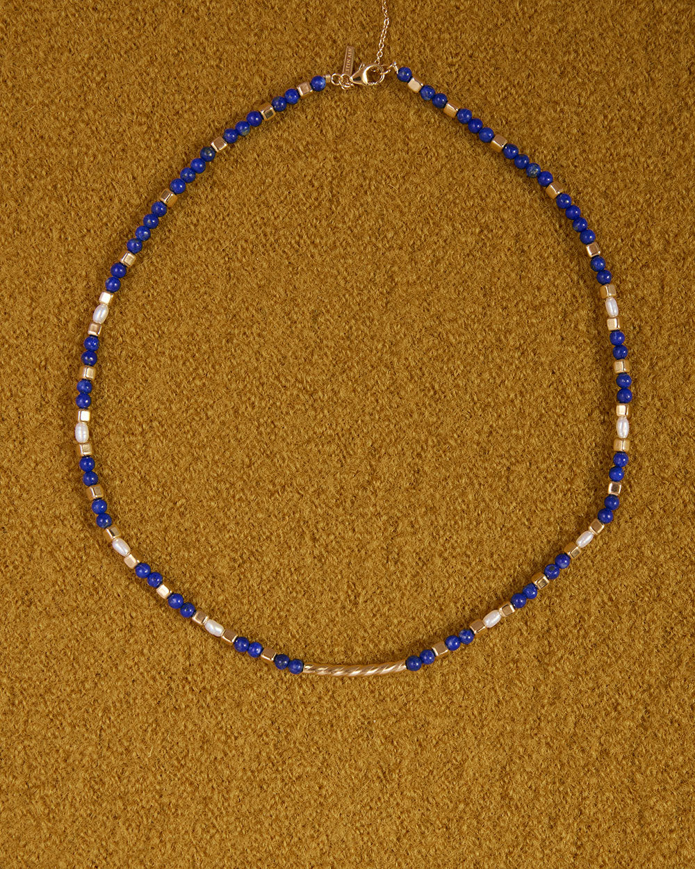 LAPIS BEADED NECKLACE (18K GOLD PLATED) IMAGE 3