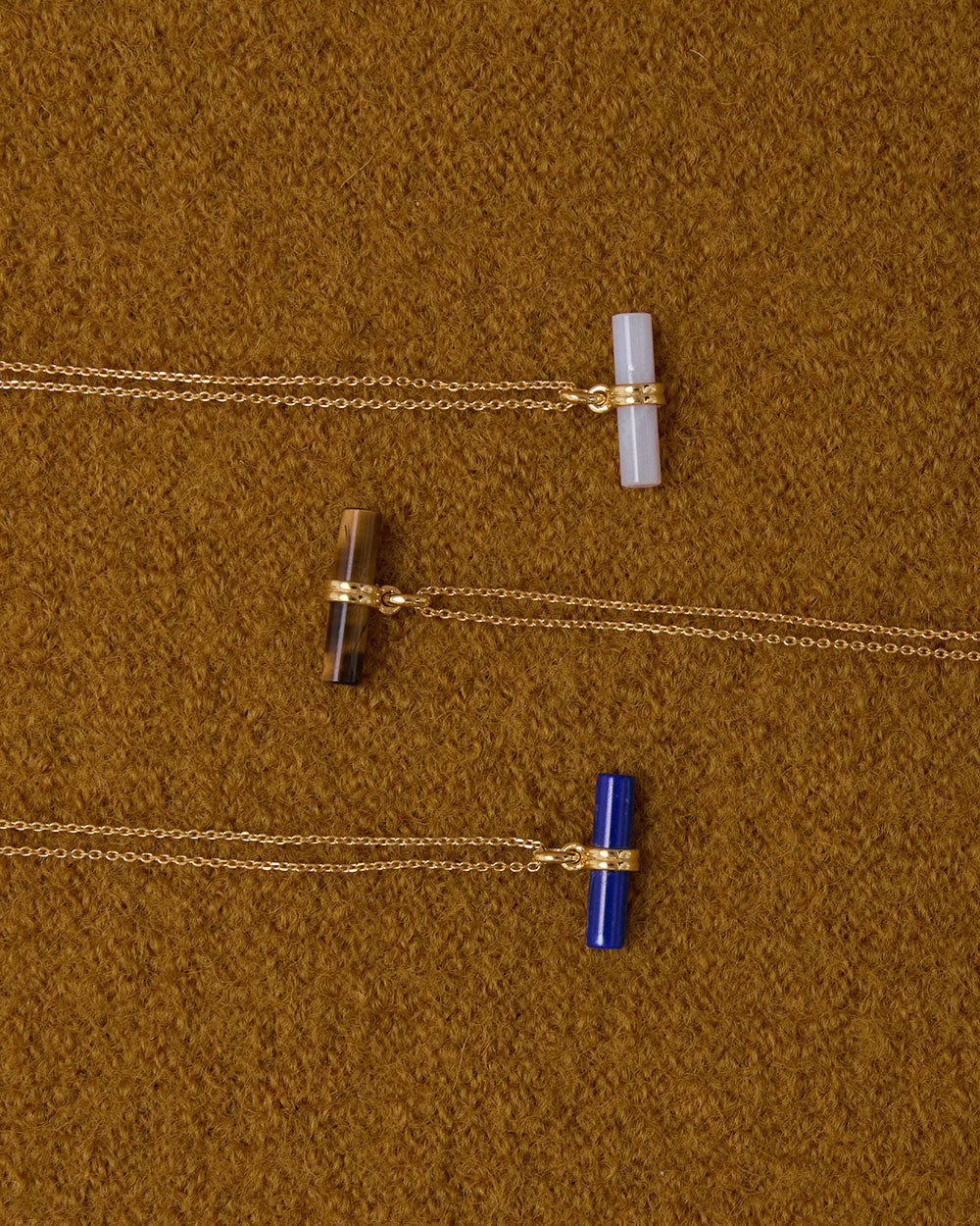 TIGERS EYE T-BAR NECKLACE (18K GOLD VERMEIL) IMAGE 3