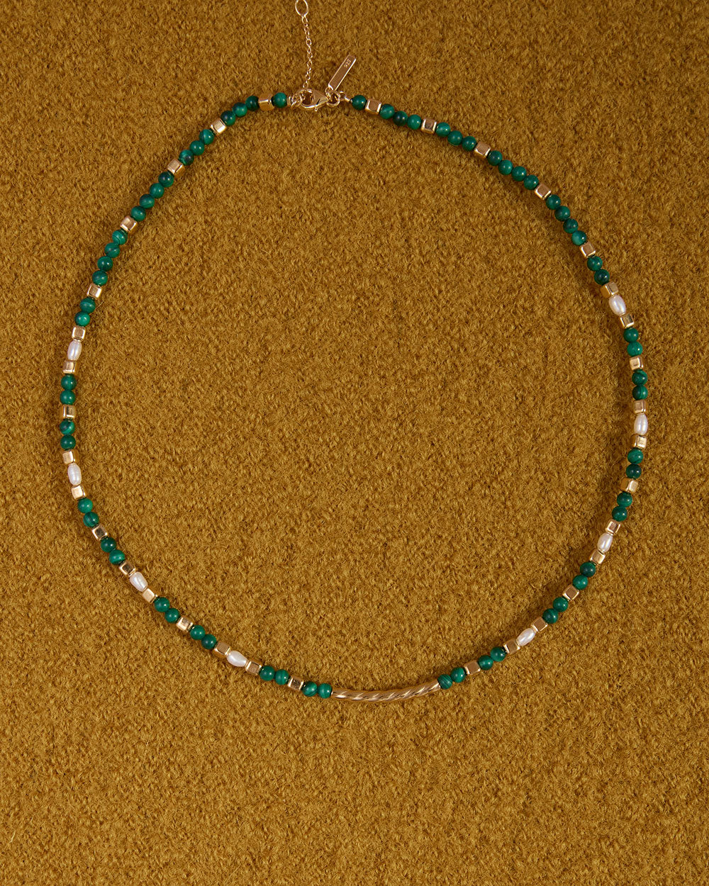 MALACHITE BEADED NECKLACE (18K GOLD PLATED) IMAGE 3