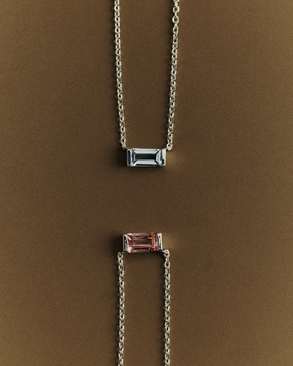 BAGUETTE BIRTHSTONE NECKLACE (STERLING SILVER) IMAGE 10