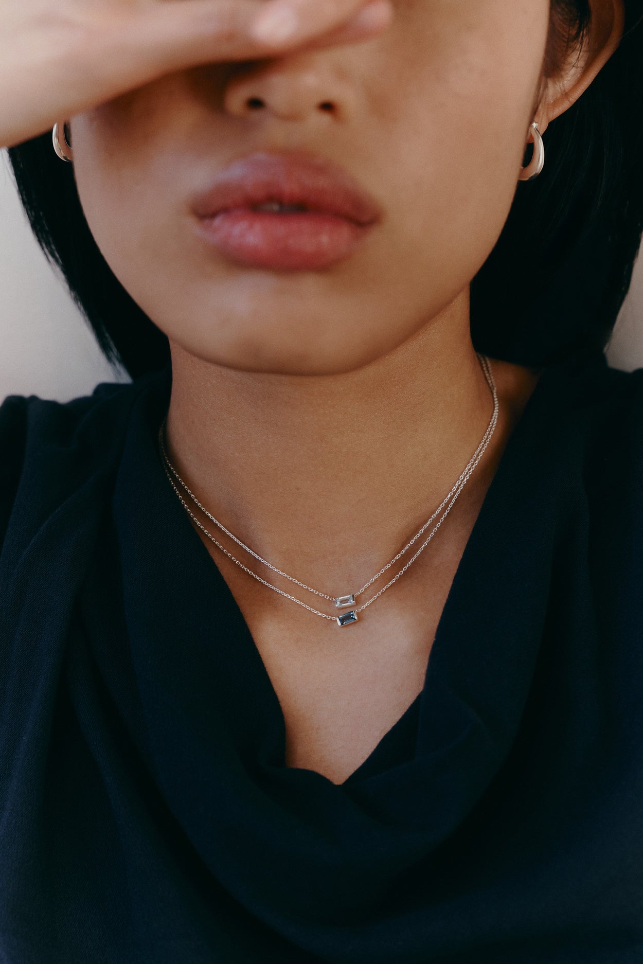 BAGUETTE BIRTHSTONE NECKLACE (STERLING SILVER) IMAGE 6