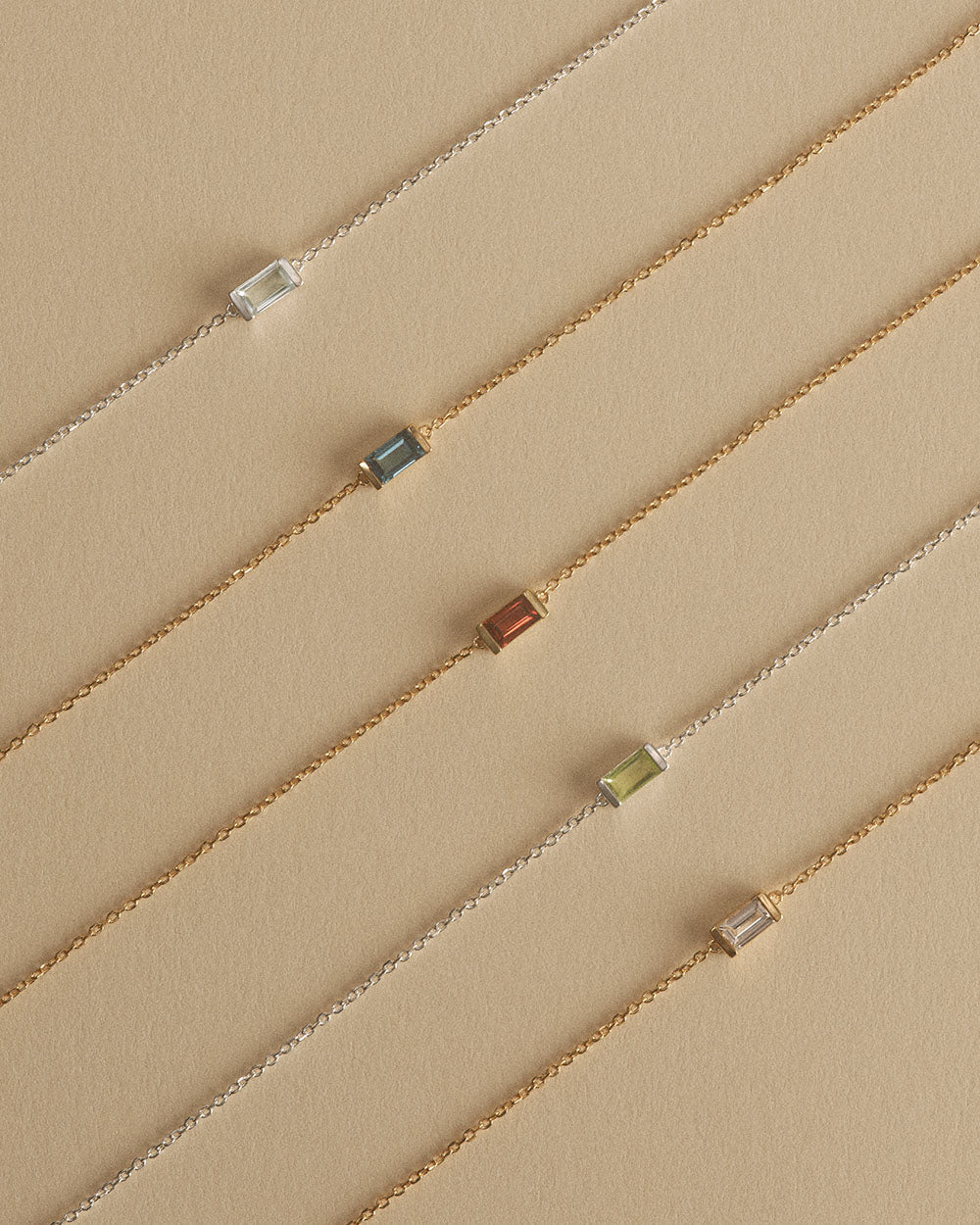 BAGUETTE BIRTHSTONE BRACELET (STERLING SILVER)