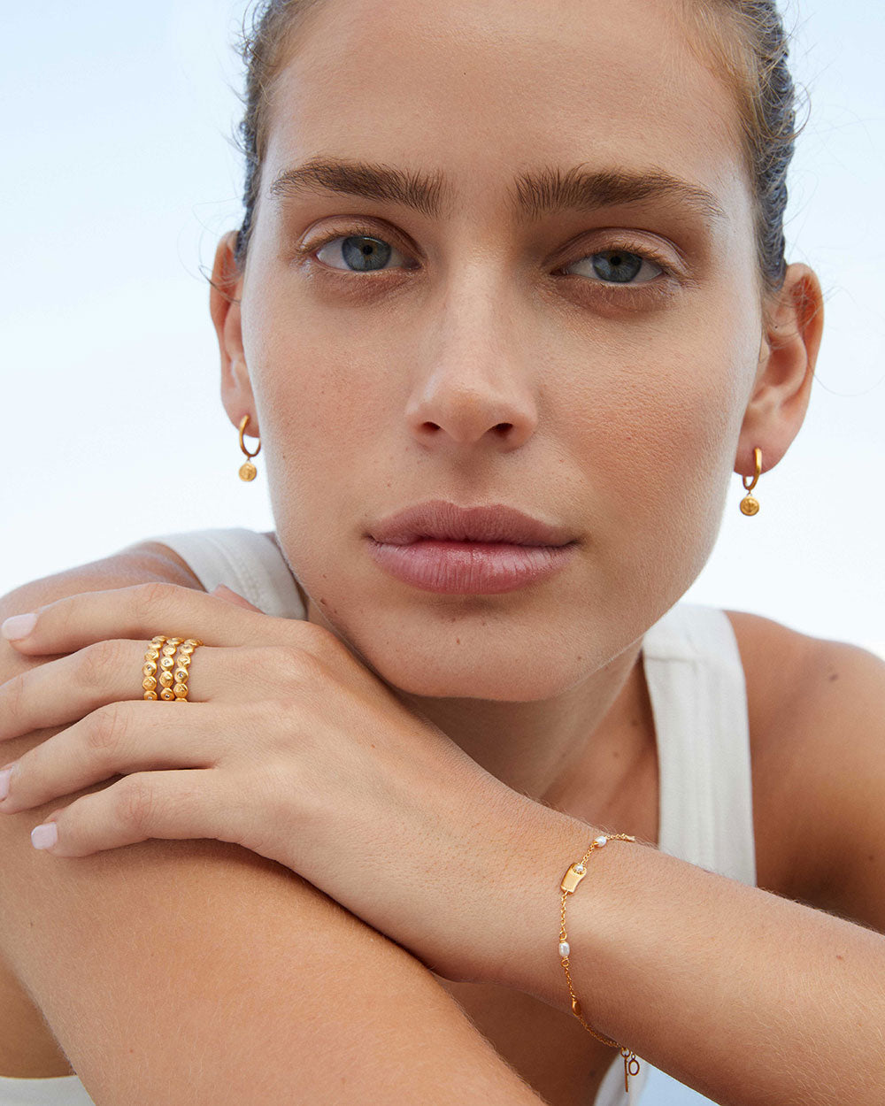 MEMOIR HOOPS (18K GOLD PLATED) IMAGE 2