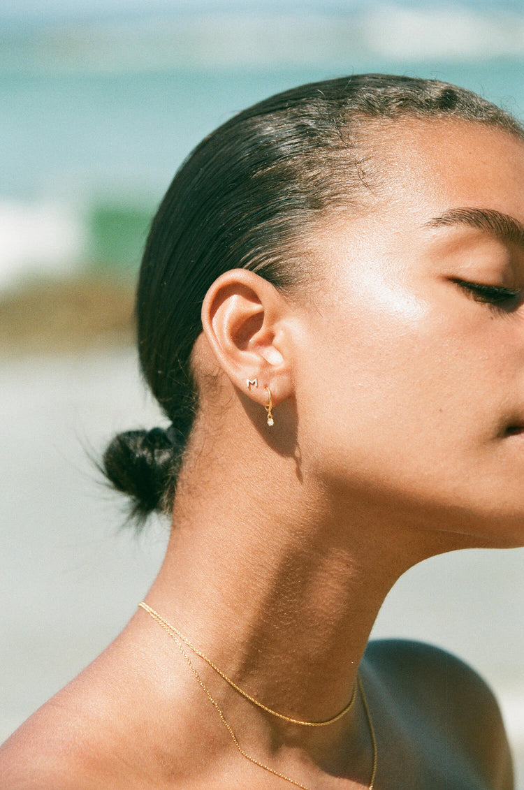 INITIAL EARRINGS (STERLING SILVER) IMAGE 2