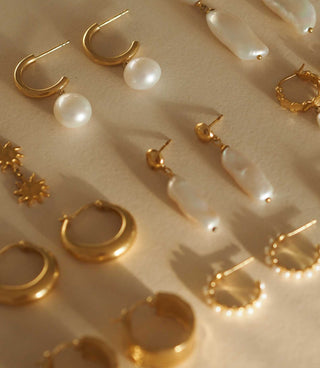 TINY PEARL HOOPS (18K GOLD PLATED)