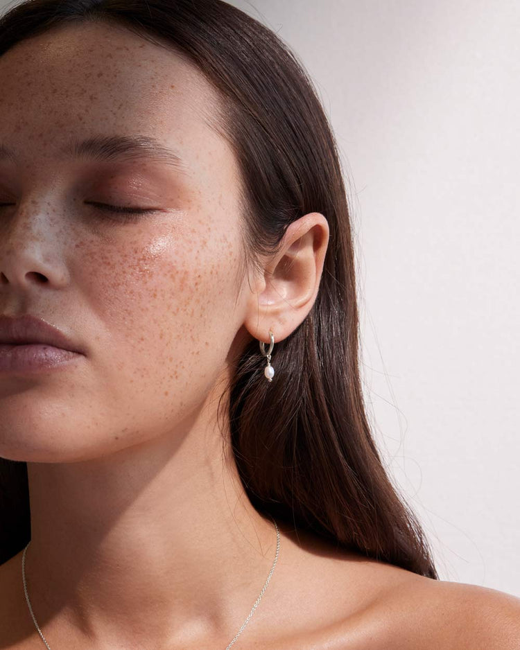 CLASSIC PEARL HOOPS (STERLING SILVER) IMAGE 2