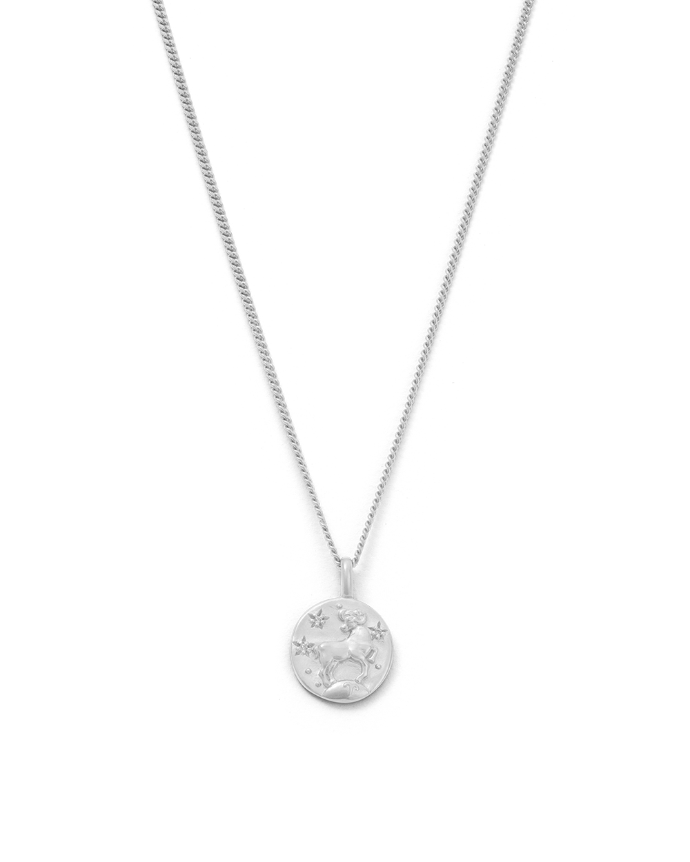 ARIES PETITE ZODIAC NECKLACE (STERLING SILVER)