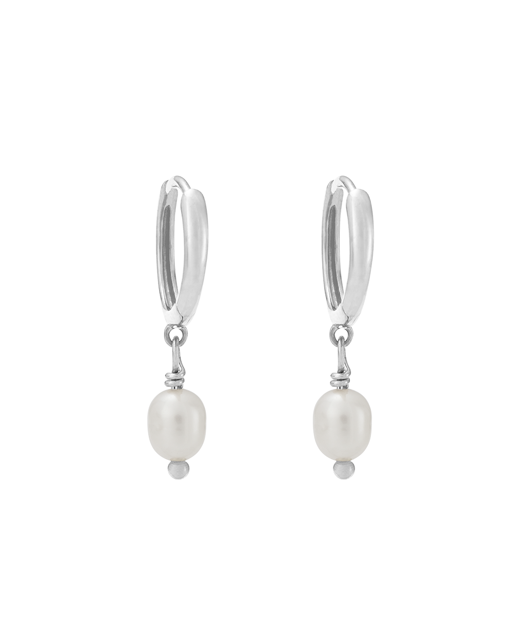 CLASSIC PEARL HOOPS (STERLING SILVER) IMAGE 1