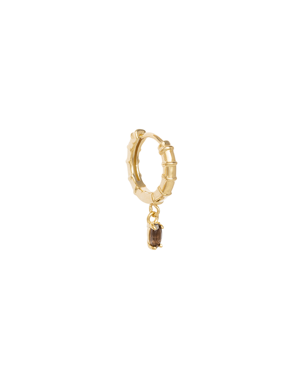 DECO SMOKEY QUARTZ HOOPS (18K GOLD PLATED) IMAGE 6