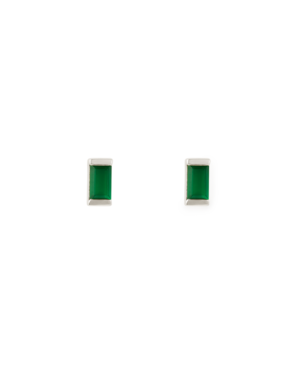 BAGUETTE BIRTHSTONE STUDS (STERLING SILVER)
