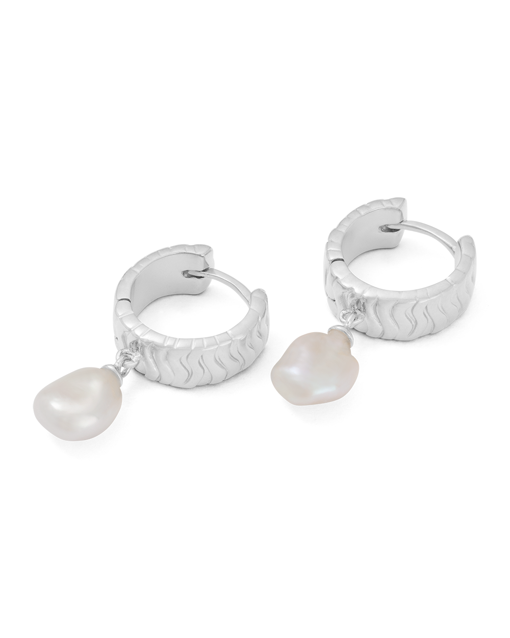 ISOLE PEARL HOOPS (STERLING SILVER) IMAGE 5