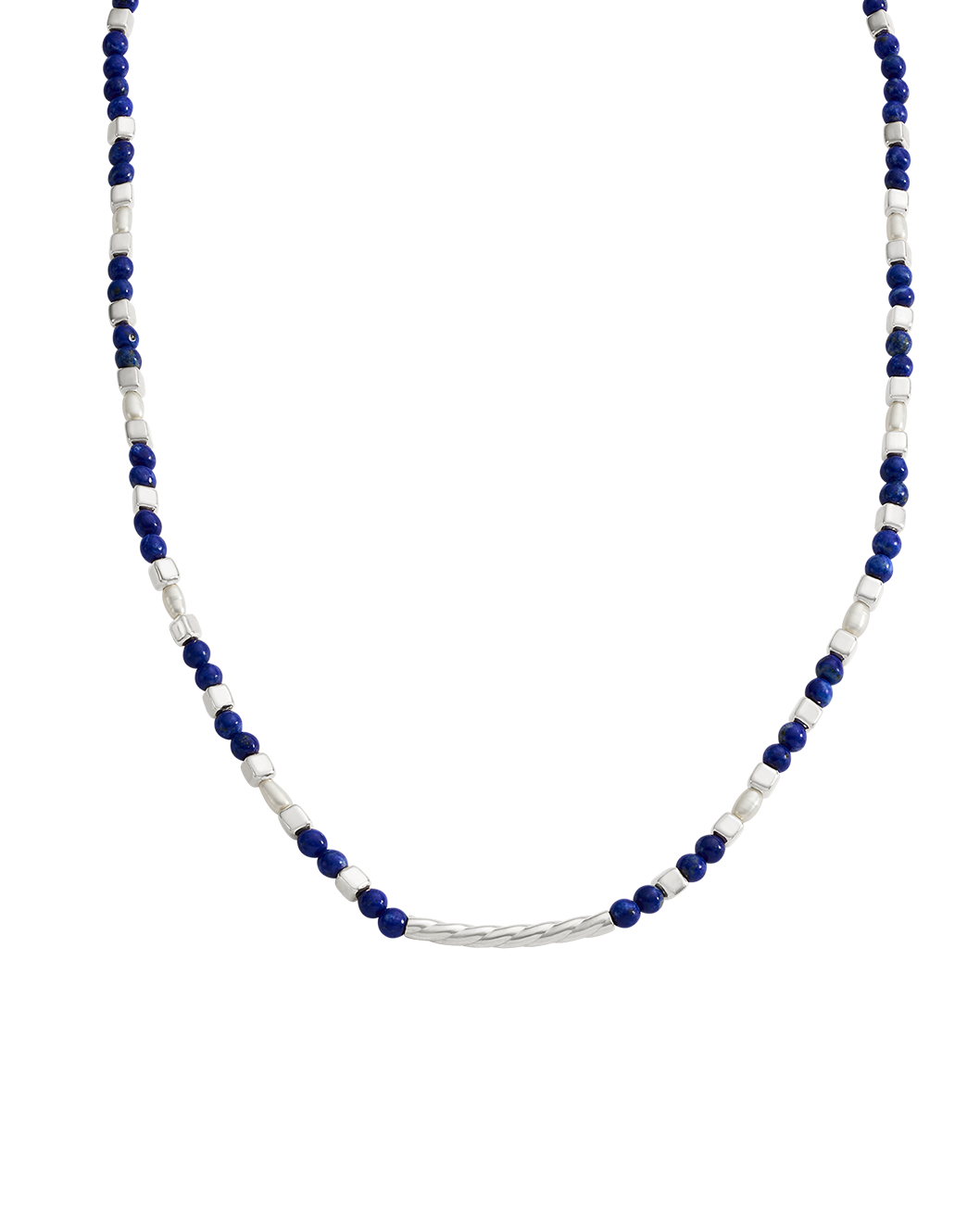 LAPIS BEADED NECKLACE (STERLING SILVER) IMAGE 1