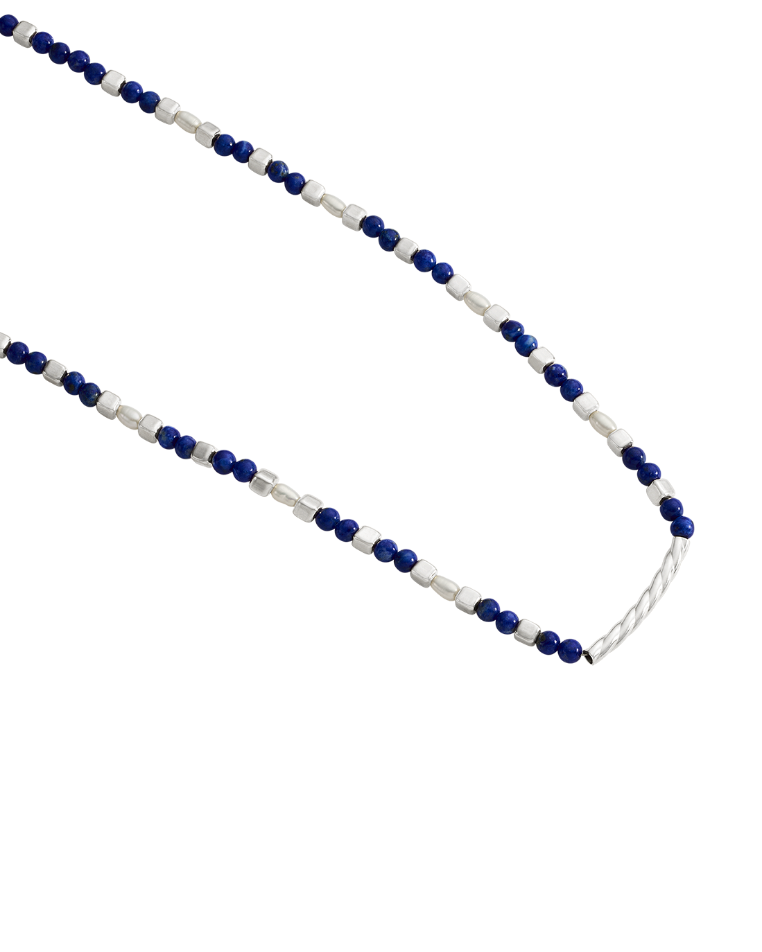 LAPIS BEADED NECKLACE (STERLING SILVER) IMAGE 4
