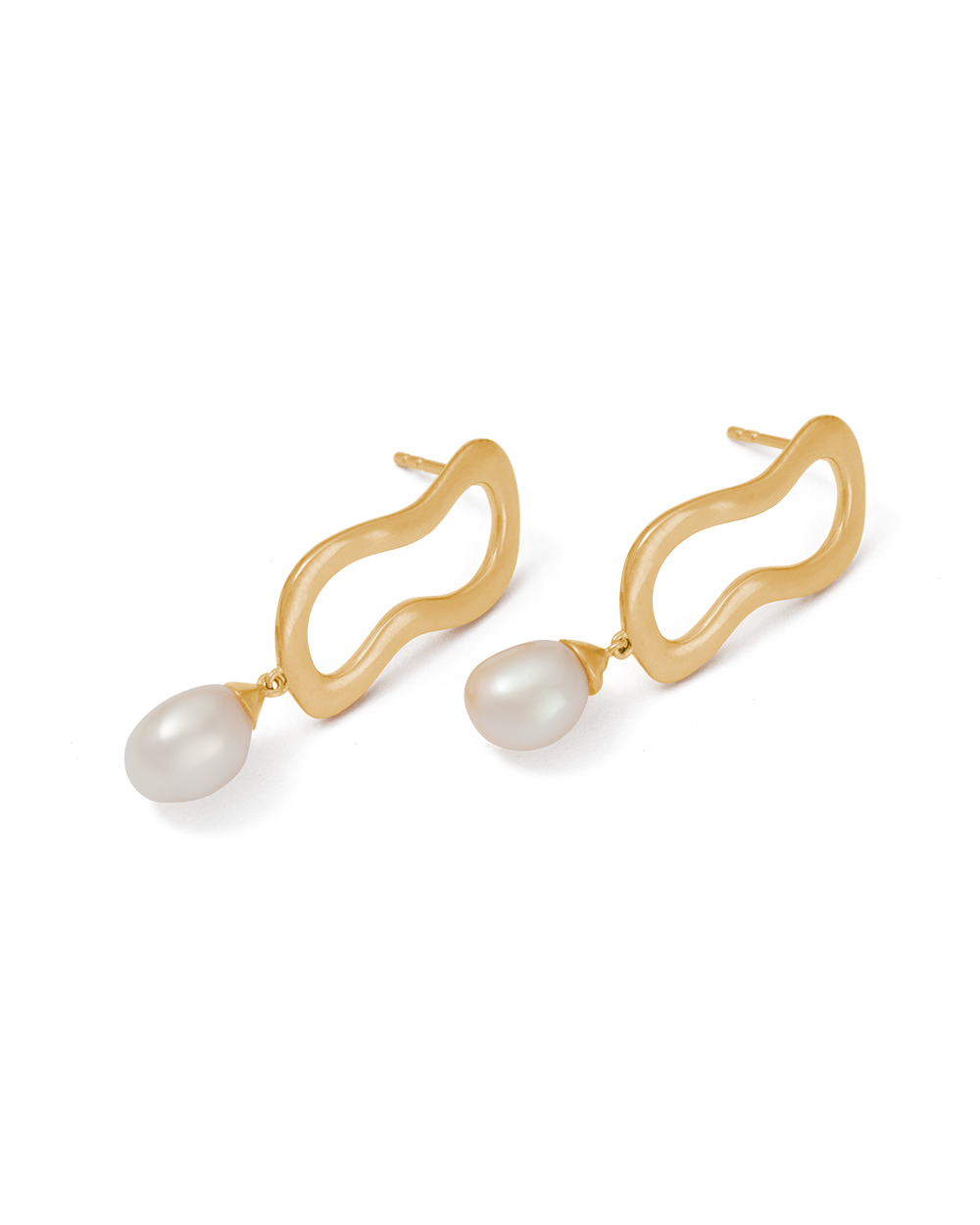 ONDA PEARL EARRINGS (18K GOLD PLATED) IMAGE 5