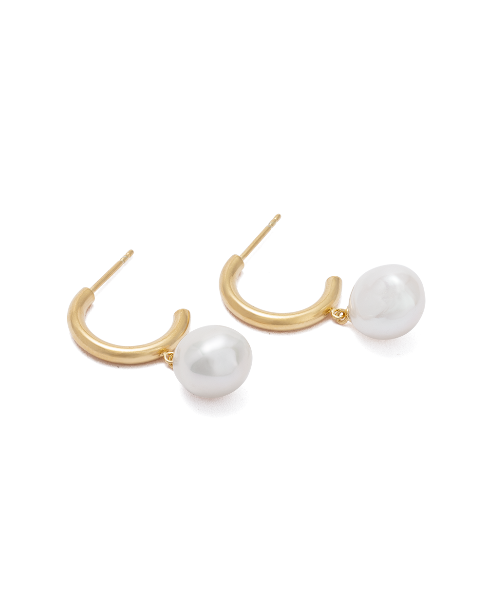 PEARL DROP HOOPS (18K GOLD PLATED)