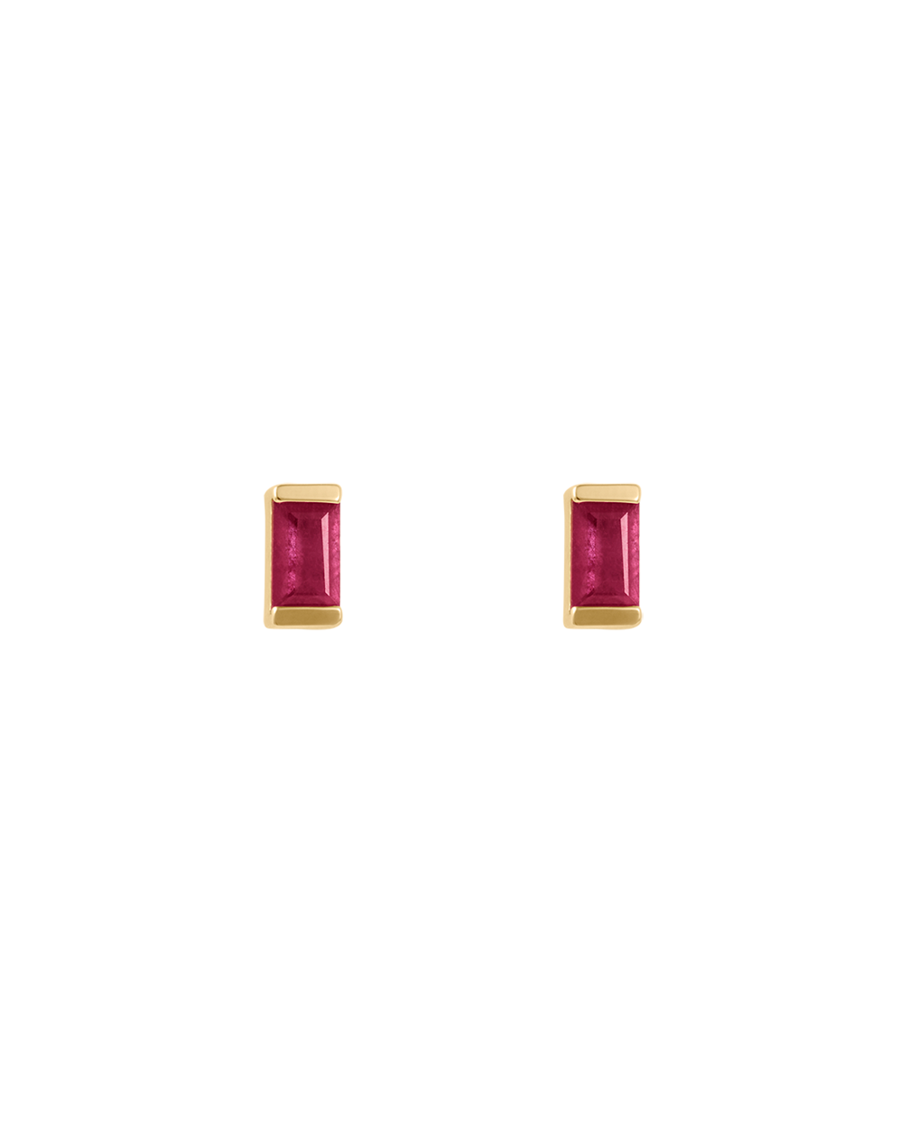 BAGUETTE BIRTHSTONE STUDS (18K GOLD PLATED)