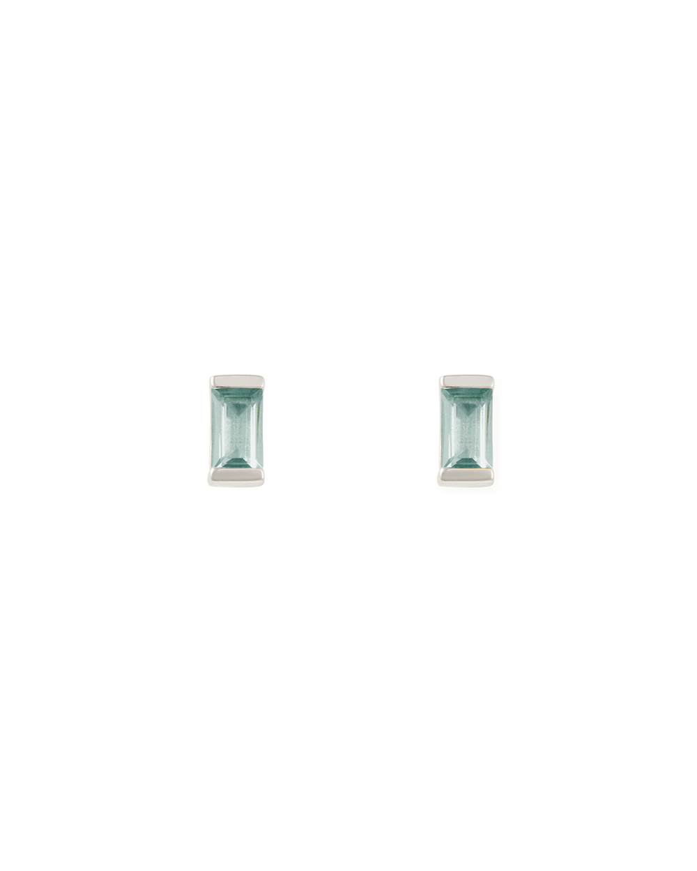 BAGUETTE BIRTHSTONE STUDS (STERLING SILVER)