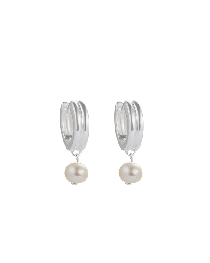 SOLACE PEARL HOOPS (STERLING SILVER) IMAGE 1