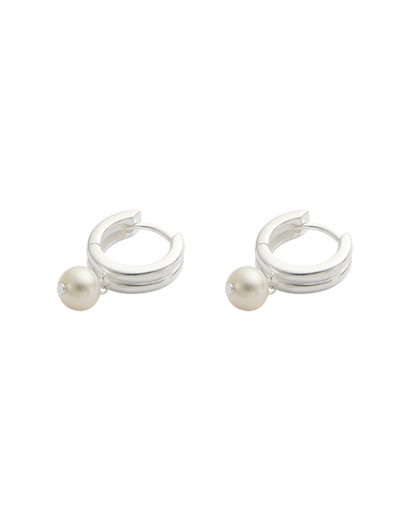 SOLACE PEARL HOOPS (STERLING SILVER) IMAGE 4