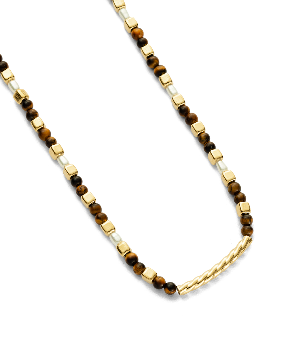 SOLEIL TIGERS EYE NECKLACE (18K GOLD PLATED)