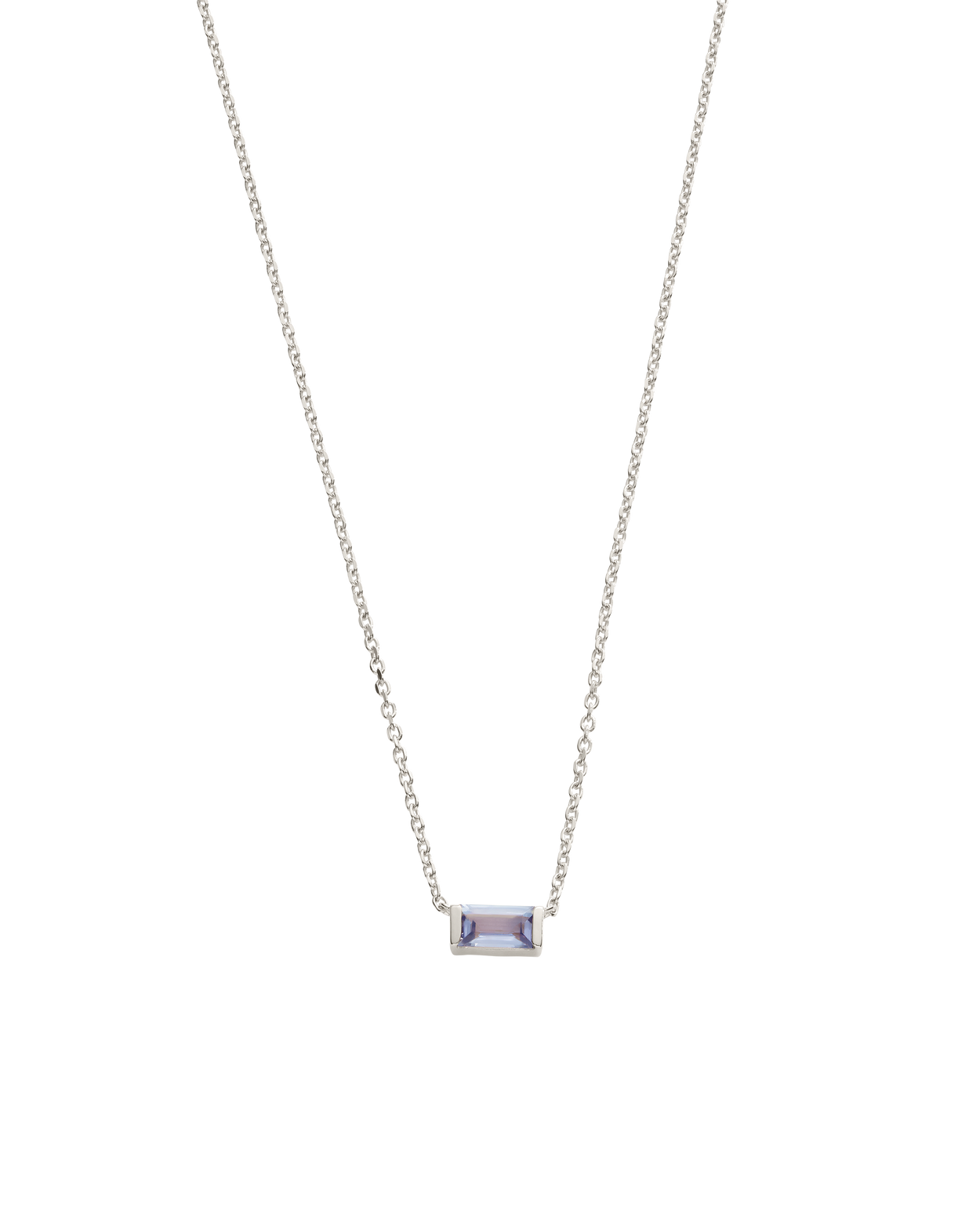 BAGUETTE BIRTHSTONE NECKLACE (STERLING SILVER) IMAGE 19