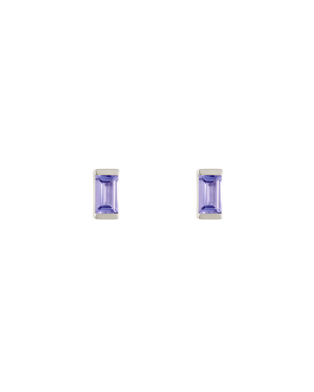BAGUETTE BIRTHSTONE STUDS (STERLING SILVER)