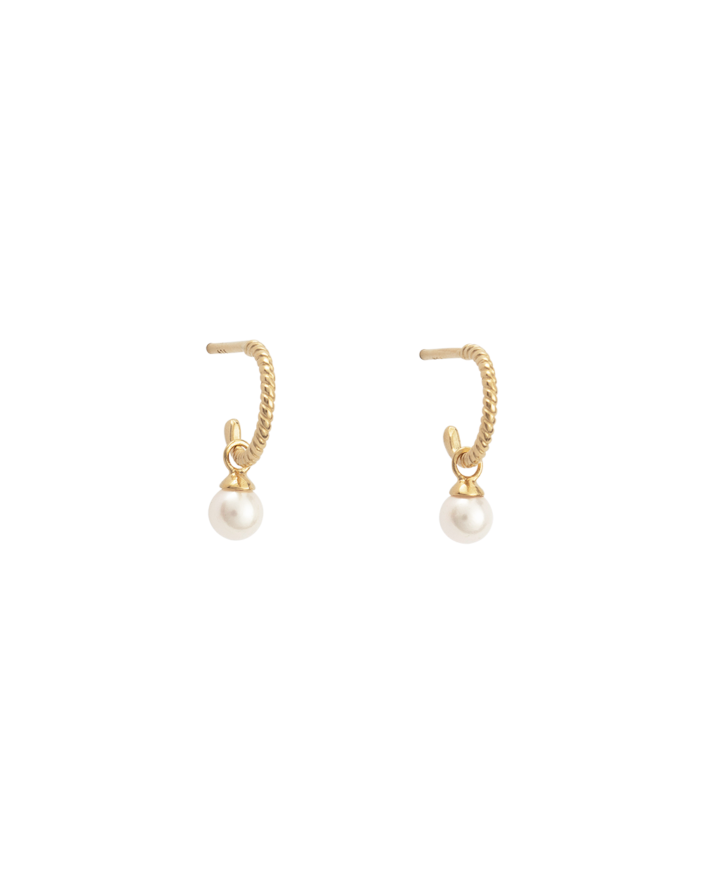 TINY PEARL HOOPS (18K GOLD PLATED) IMAGE 1